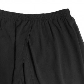 Fashion Women Casual Trousers Chiffon Overlay Elastic Waist Stretch Cuff Capri Bloomers Pants Black