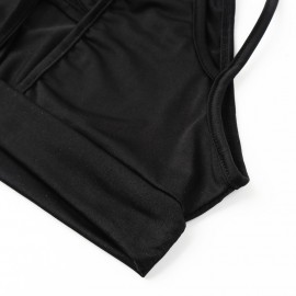 Sexy Women 2 Piece Outfits Turtleneck Sleeveless Hollow out High Split Clubwear Romper Jumpsuit Black