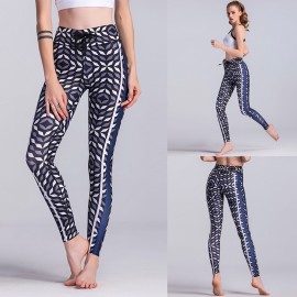 Sexy Women Slim Leggings Sport Yoga Geometric Print Casual Fitness Skinny Pencil Pants Trousers