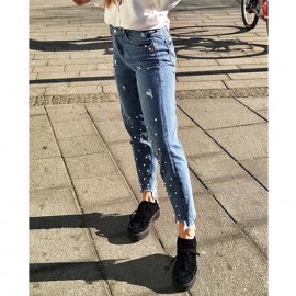 Women Ripped Jeans Denim Pears Destroyed Frayed Holes Washed Distressed Boyfriend Pants Trousers Tights