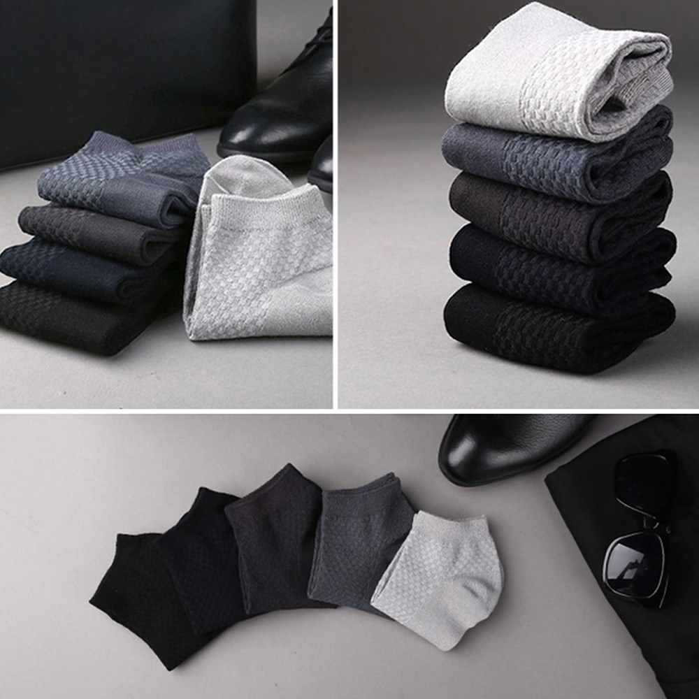 5 Pairs a Set Men Bamboo Fiber Socks Casual Business Anti Bacterial Deodorant Breatheable Man Low-cut Liners Sock