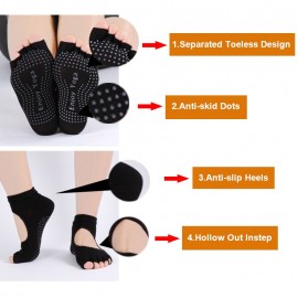 Yoga Socks Toeless Non Slip Grip Pilates Barre Dance Barefoot Fitness Training Gym Home Floor Socks