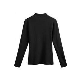 Casual Women Autumn Winter Basic Knitted Sweater Solid Color Turtleneck Pullovers Top Slim Knitwear