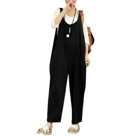 Sexy Women Summer Cotton Linen Rompers Jumpsuits Vintage Sleeveless Backless Overalls Strapless Plus Size Playsuit