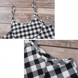 Women Loose Wide Legs Jumpsuit Plaid Spaghetti Straps Casual Playsuit Rompers Oversized Overalls