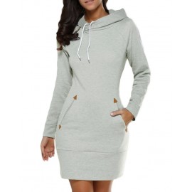 New Fashion Women Long Sweater Hooded Solid Long Sleeve Pockets Zipper Top Casual Warm Hoodies