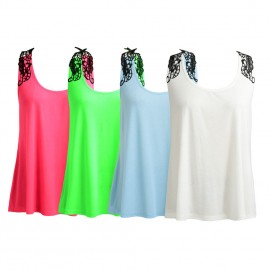 Women Summer Top Casual Sleeveless Vest Shirt Tank Crochet Lace T Shirt