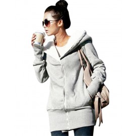 New Autumn Winter Women Hoodies Coat Warm Fleece Coat Zip Up Outerwear Hooded Sweatshirts Casual Long Jacket Plus Size