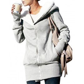 New Autumn Winter Women Hoodies Coat Warm Fleece Coat Zip Up Outerwear Hooded Sweatshirts Casual Long Jacket Plus Size