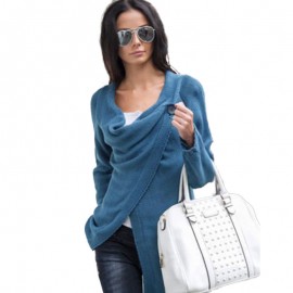 Women Knitwear Solid Color Asymmetric Draped Irregular Long Roll Up Sleeve Casual Tops Sweatershit