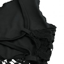 New Sexy Women Crop Top Crochet Lace Deep V Neck Spaghetti Strap Backless Tank Camisole Bralette Black/White