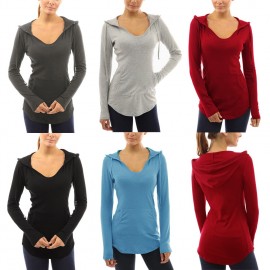 New Fashion Autumn Women Hooded T-shirt Drawstring Front Pocket Long Sleeves Tees Pullover Top